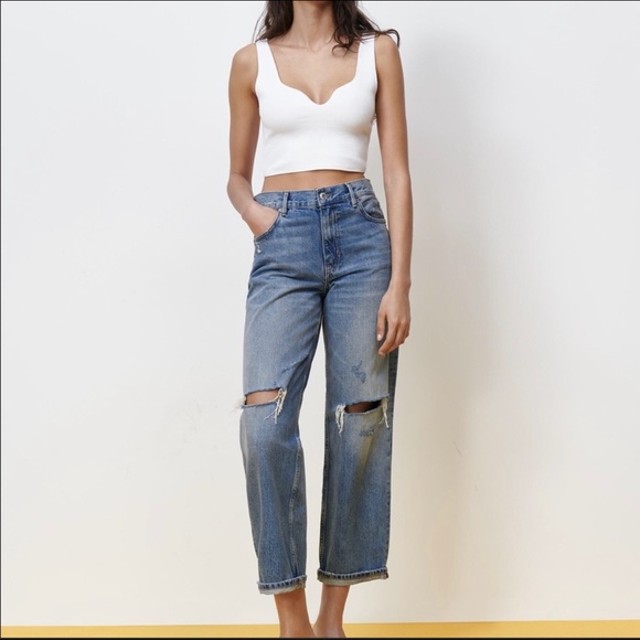 Zara Denim - NWT Zara The New Daddy Jeans in Devon Blue Mid-Rise Slim Fit Women’s Size 4